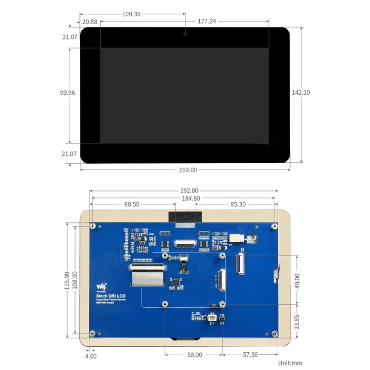 WAVESHARE 8 inch 800 x 480 Capacitive Touch Display for Raspberry Pi, DSI Interface - LCD & LED Display Module by WAVESHARE | Online Shopping South Africa | PMC Jewellery | Buy Now Pay Later Mobicred