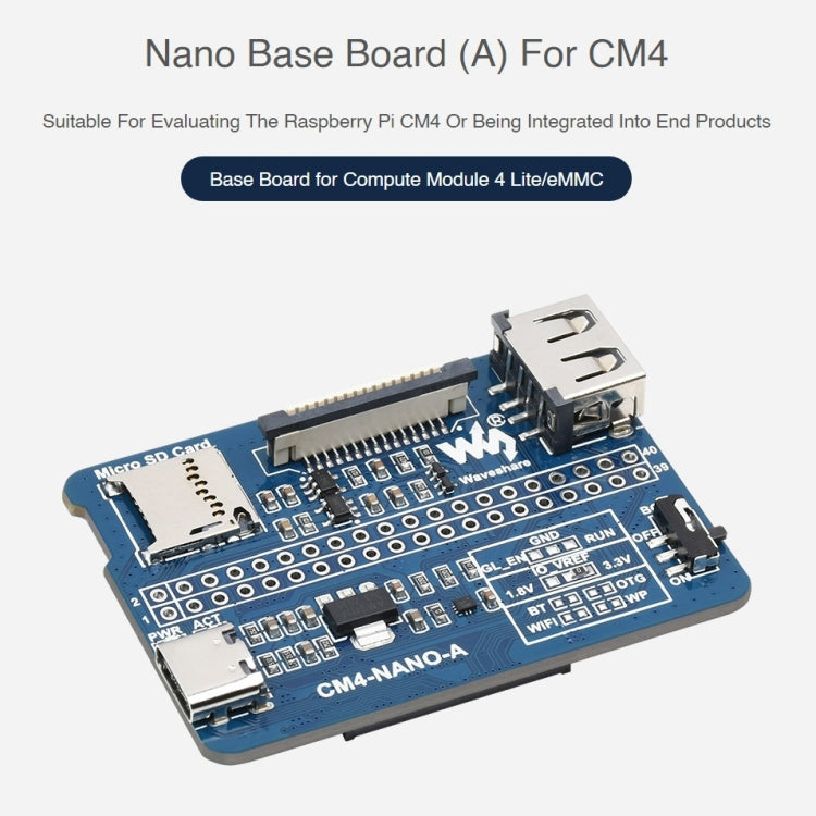 Waveshare Nano Base Board A for Raspberry Pi CM4 - Modules Expansions Accessories by PMC Jewellery | Online Shopping South Africa | PMC Jewellery | Buy Now Pay Later Mobicred