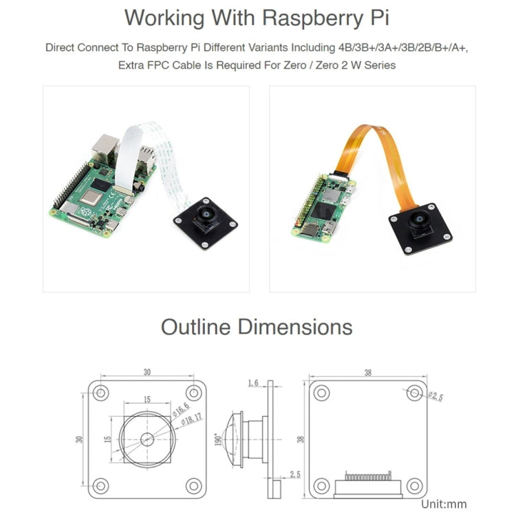 Waveshare IMX378-190 Fisheye Lens 12.3MP Wider Field Camera for Raspberry Pi - free shipping - PMC TechLife - Order now!