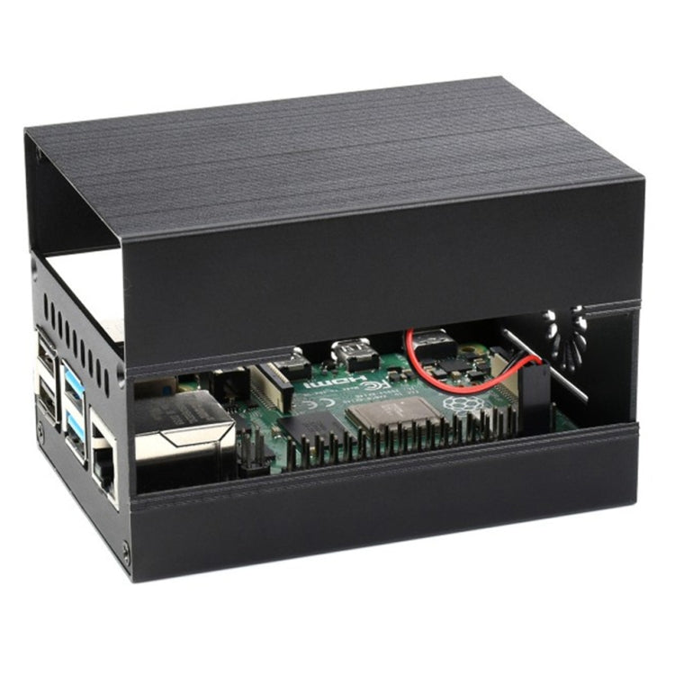 Waveshare Stripe Aluminum Cooling Case for Raspberry Pi 4, Built-In Active Radiator with Fins(Black) - Other Accessories by WAVESHARE | Online Shopping South Africa | PMC Jewellery | Buy Now Pay Later Mobicred