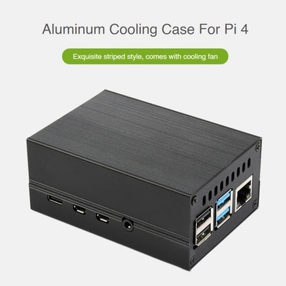 Waveshare Stripe Aluminum Cooling Case for Raspberry Pi 4, Built-In Active Radiator with Fins(Black) - Other Accessories by WAVESHARE | Online Shopping South Africa | PMC Jewellery | Buy Now Pay Later Mobicred