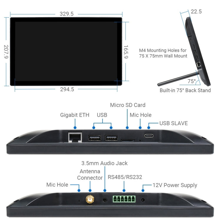 WAVESHARE Mini-Computer Powered by Raspberry Pi CM4 Touch Screen(EU Plug) - free shipping - PMC Jewellery - Order now!