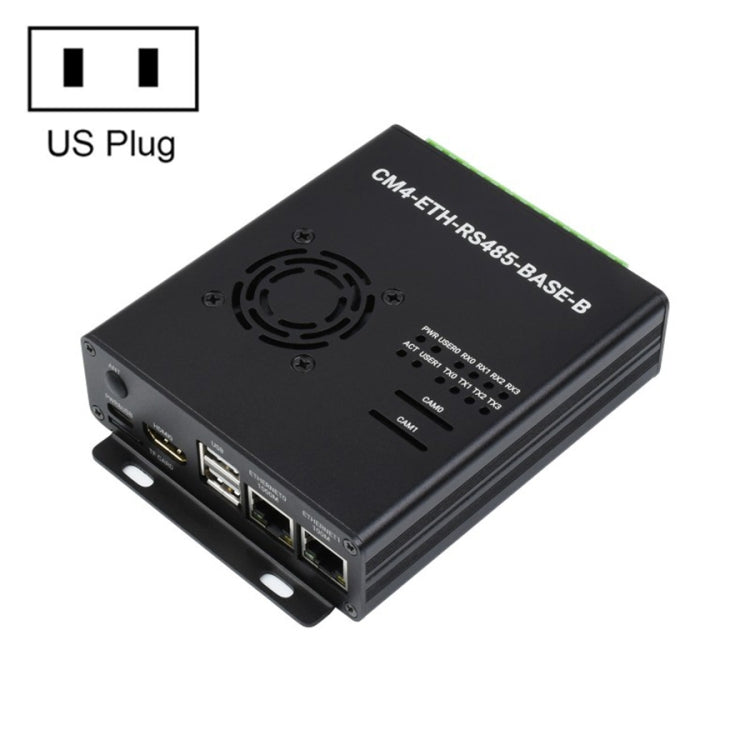 Waveshare Dual ETH Mini-Computer for Raspberry Pi CM4, Gigabit Ethernet, 4CH Isolated RS485(US Plug) - Mini PC Accessories by WAVESHARE | Online Shopping South Africa | PMC Jewellery | Buy Now Pay Later Mobicred