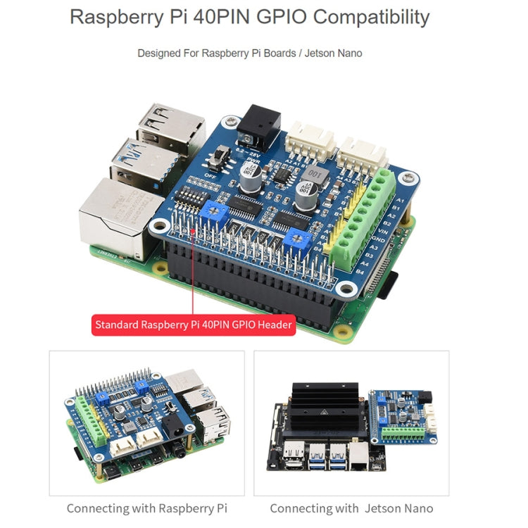 Waveshare HRB8825 Stepper Motor HAT For Raspberry Pi, Drives Two Stepper Motors, Up To 1/32 Microstepping - Modules Expansions Accessories by WAVESHARE | Online Shopping South Africa | PMC Jewellery | Buy Now Pay Later Mobicred