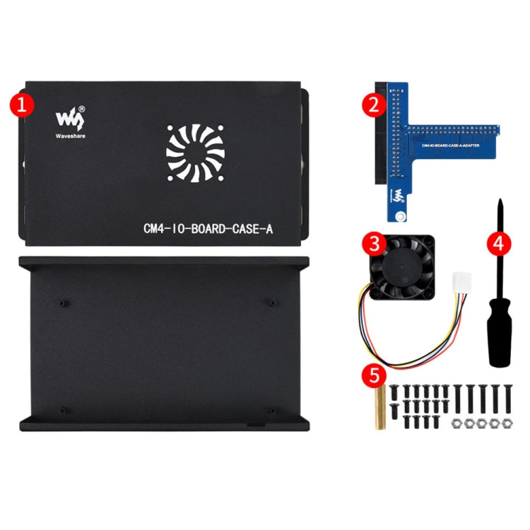 Waveshare Metal Box A for Raspberry Pi CM4 IO Board, with Cooling Fan - Modules Expansions Accessories by WAVESHARE | Online Shopping South Africa | PMC Jewellery | Buy Now Pay Later Mobicred