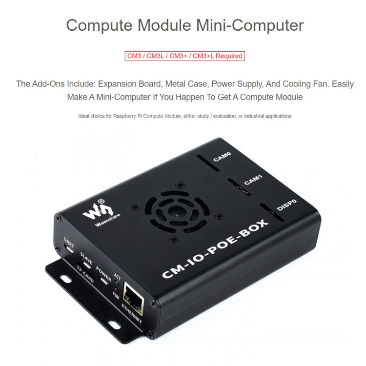 Waveshare Mini-Computer for Raspberry Pi CM(US Plug) - Mini PC Accessories by PMC Jewellery | Online Shopping South Africa | PMC Jewellery | Buy Now Pay Later Mobicred