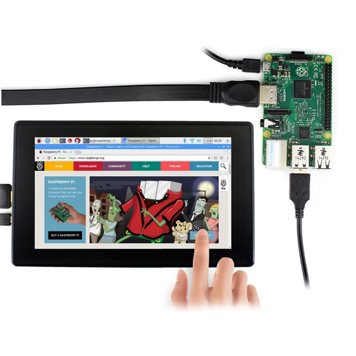 WAVESHARE 7inch HDMI LCD (H) IPS 1024x600 Capacitive Touch Screen with Toughened Glass Cover, Supports Multi mini-PCs Multi Systems - LCD & LED Display Module by PMC Jewellery | Online Shopping South Africa | PMC Jewellery | Buy Now Pay Later Mobicred