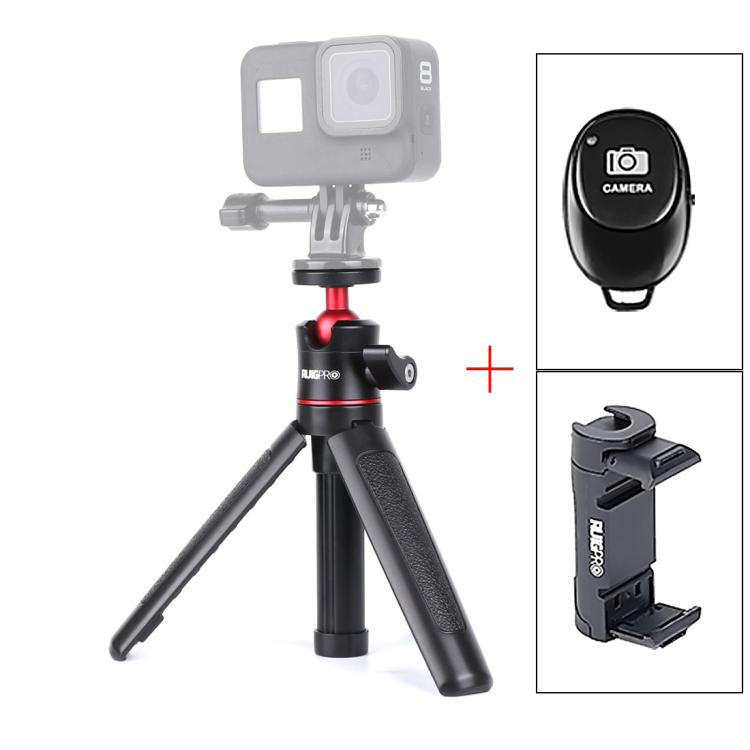 RUIGPRO Multi-functional Foldable Tripod Holder Selfie Monopod Stick with Ball Head & Phone Clamp & Bluetooth Remote Control for GoPro, Insta360, DJI and Other Action Cameras(Black) - free shipping - PMC TechLife - Order now!