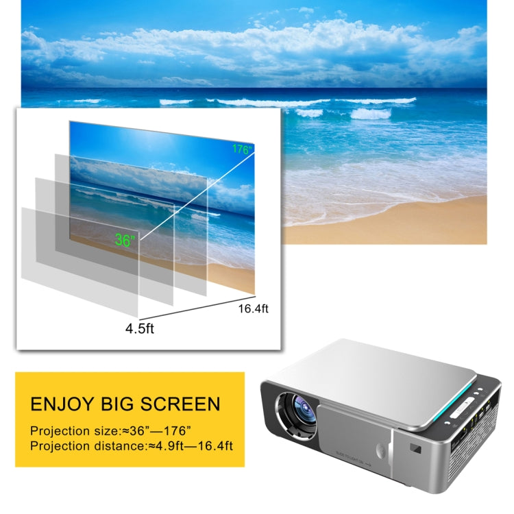 T6 3500ANSI Lumens 1080P LCD Mini Theater Projector, Standard Version, US Plug(Silver) - LED Projector by PMC Jewellery | Online Shopping South Africa | PMC Jewellery | Buy Now Pay Later Mobicred