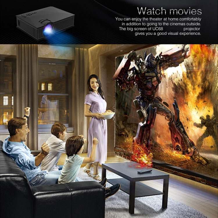 UC68 80ANSI 800x400 Home Theater Multimedia HD 1080P LED Projector,  Support USB/SD/HDMI/VGA/IR - LED Projector by PMC Jewellery | Online Shopping South Africa | PMC Jewellery | Buy Now Pay Later Mobicred