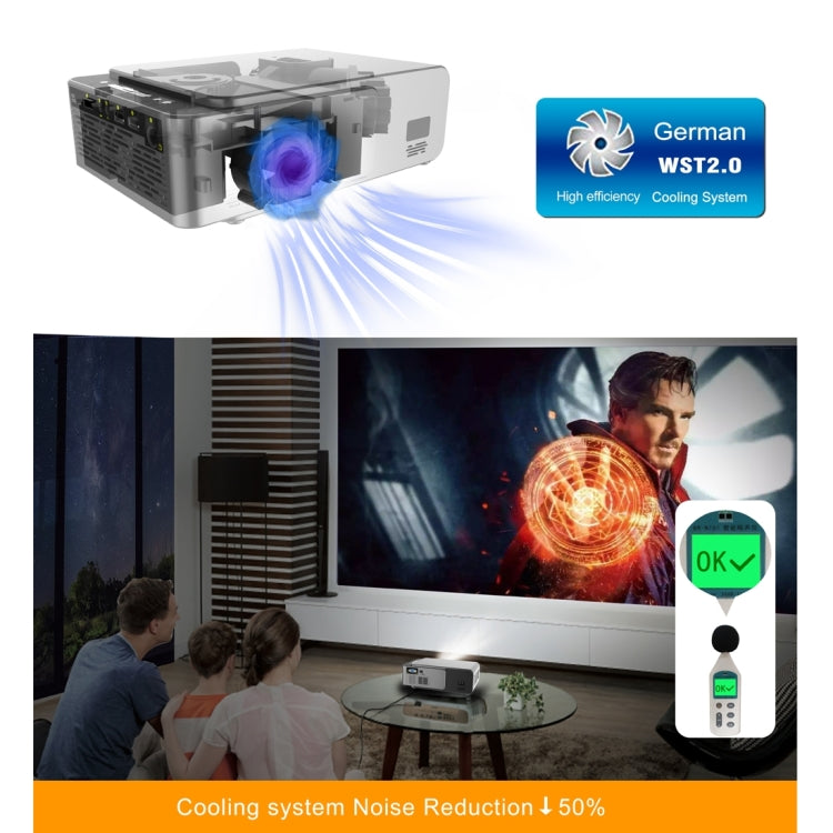 T6 2000ANSI Lumens Mini Theater Projector, Android 7.1 RK3128 Quad Core, 1GB+8GB, AU Plug(Silver) - LED Projector by PMC Jewellery | Online Shopping South Africa | PMC Jewellery | Buy Now Pay Later Mobicred