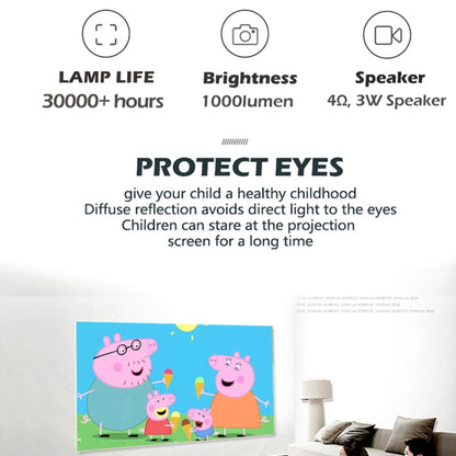 A2000 1080P Mini Portable Smart Projector Children Projector, UK Plug(White Grey) - Mini Projector by PMC Jewellery | Online Shopping South Africa | PMC Jewellery | Buy Now Pay Later Mobicred