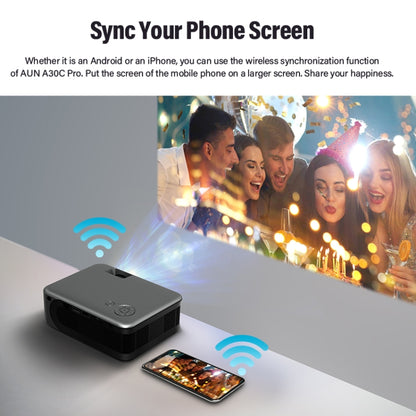 AUN A30C Pro 480P 3000 Lumens Sync Screen with Battery Version Portable Home Theater LED HD Digital Projector (US Plug) - LED Projector by AUN | Online Shopping South Africa | PMC Jewellery | Buy Now Pay Later Mobicred