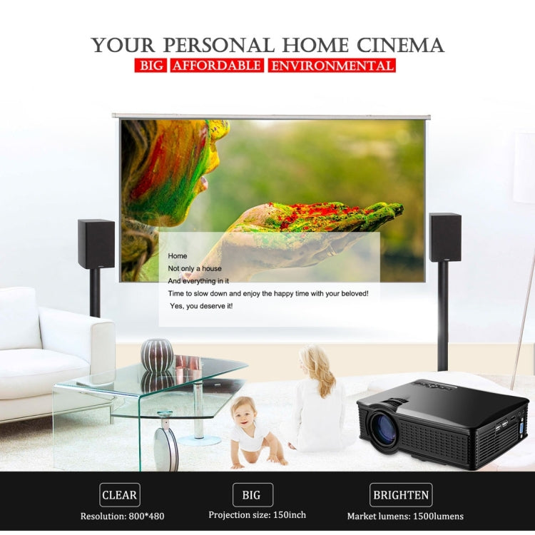 LY-40 1800 Lumens 1280 x 800 Home Theater LED Projector with Remote Control, UK Plug(Black) - LED Projector by PMC Jewellery | Online Shopping South Africa | PMC Jewellery | Buy Now Pay Later Mobicred