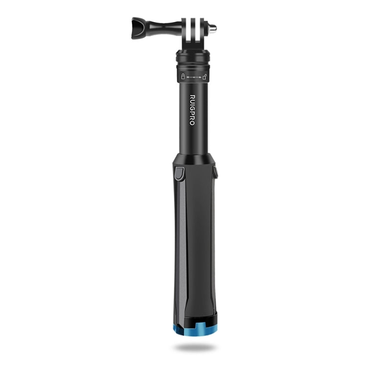 RUIGPRO One-piece Handheld Tripod Selfie Stick Telescopic Monopod Mount for GoPro, Insta360, DJI and Other Action Cameras(Black) - Portable Mini Tripod by RUIGPRO | Online Shopping South Africa | PMC TechLife | Buy Now Pay Later Mobicred