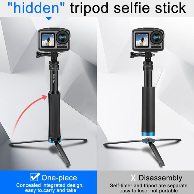 RUIGPRO One-piece Handheld Tripod Selfie Stick Telescopic Monopod Mount for DJI Osmo Action, GoPro HERO10 Black /9 Black / HERO8 Black /7 /6 /5 /5 Session /4 Session /4 /3+ /3 /2 /1, Xiaoyi and Other Action Cameras(Black) - Portable Mini Tripod by RUIGPRO | Online Shopping South Africa | PMC Jewellery | Buy Now Pay Later Mobicred