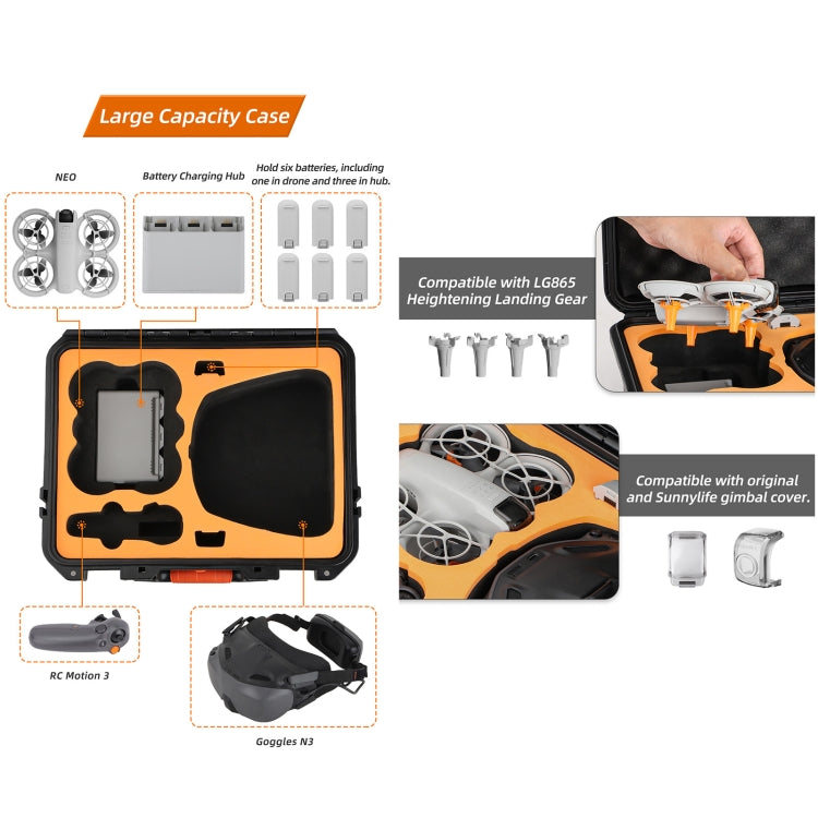 For DJI Neo Sunnylife Safety Carrying Case Large Capacity Waterproof Shock-proof Hard Travel Case (Black) - free shipping - PMC TechLife - Order now!