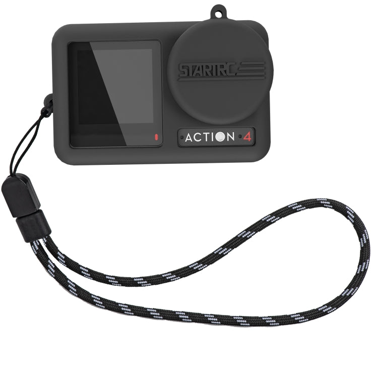 For DJI OSMO Action 4 / 3 STARTRC Silicone Shockproof Case with Lens Cap & Strap (Black) -  by STARTRC | Online Shopping South Africa | PMC Jewellery | Buy Now Pay Later Mobicred