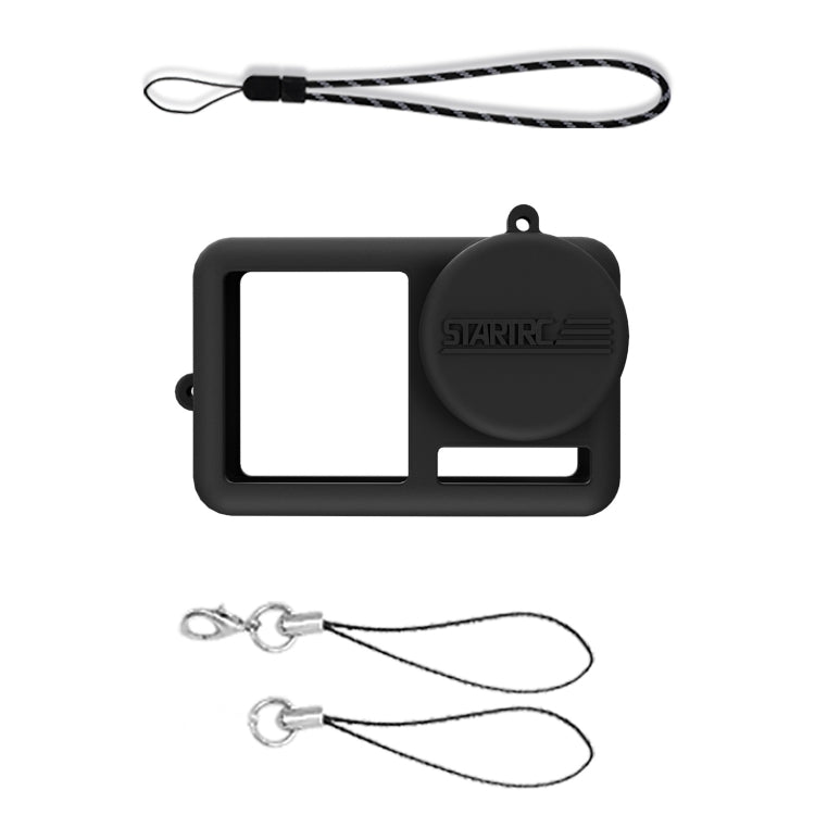 For DJI OSMO Action 4 / 3 STARTRC Silicone Shockproof Case with Lens Cap & Strap (Black) - Case & Bags by STARTRC | Online Shopping South Africa | PMC TechLife | Buy Now Pay Later Mobicred