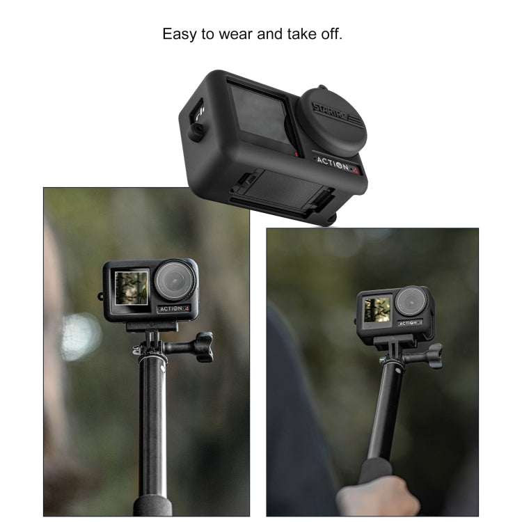 For DJI OSMO Action 4 / 3 STARTRC Silicone Shockproof Case with Lens Cap & Strap (Black) - Case & Bags by STARTRC | Online Shopping South Africa | PMC TechLife | Buy Now Pay Later Mobicred