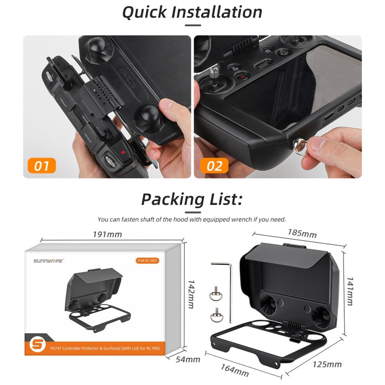For DJI RC Pro Sunnylife 2 in 1 Controller Protector Sun Hood Screen Guard Monitor Sunshade Cover (Black) - Lens Hood by Sunnylife | Online Shopping South Africa | PMC TechLife | Buy Now Pay Later Mobicred