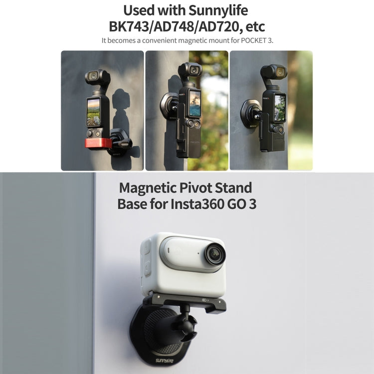 Sunnylife Universal Metal Magnetic Base 1/4 inch Adapter Aluminium Alloy Pivot Stand Base (Black) - Mount & Holder by Sunnylife | Online Shopping South Africa | PMC TechLife | Buy Now Pay Later Mobicred