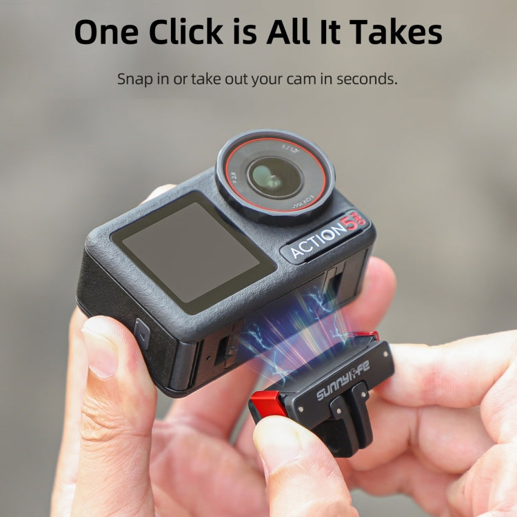 For DJI Osmo 360 / Action 5 Pro / 4 / 3 Sunnylife Foldable Magnetic Quick Release Mount Action Camera Selfie Stick Tripod Adapter Cam Stand (Black) - free shipping - PMC TechLife - Order now!