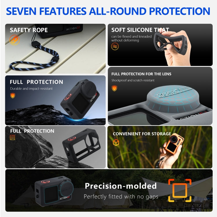 For DJI Osmo Action 5 Pro STARTRC Silicone Protective Case with Lens Cover (Black) - free shipping - PMC TechLife - Order now!