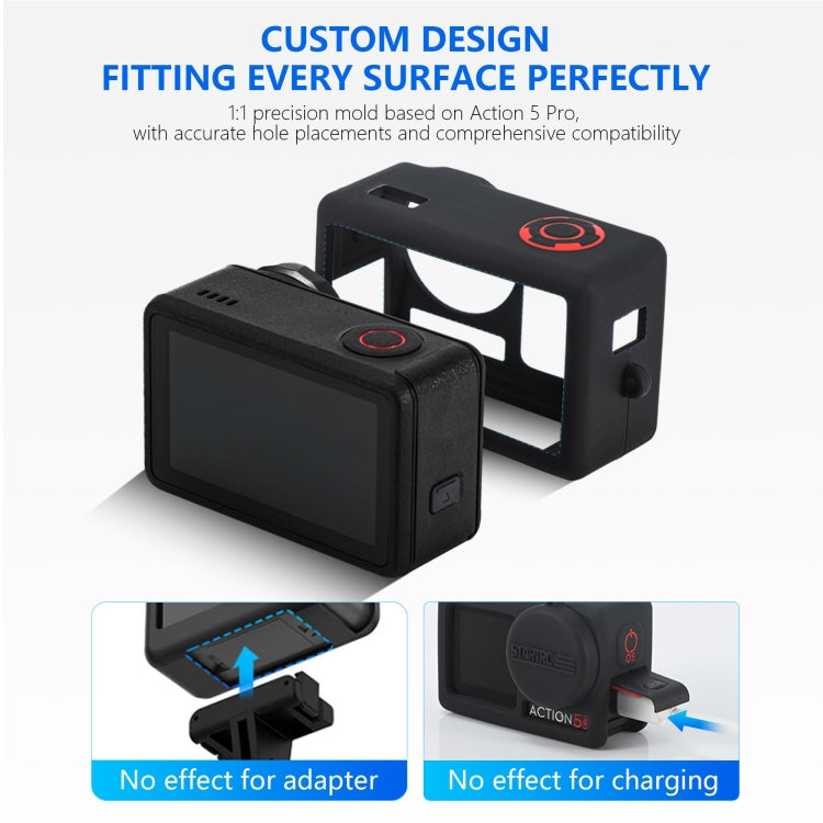 For DJI Osmo Action 5 Pro STARTRC Silicone Protective Case with Lens Cover (Black) - free shipping - PMC TechLife - Order now!