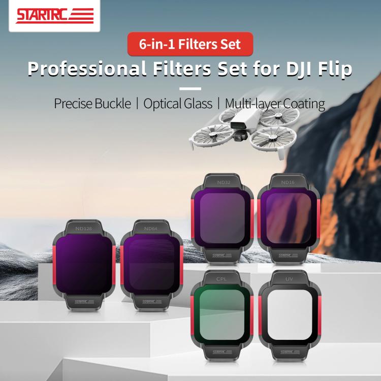 For DJI Flip STARTRC 6 in 1 ND16 ND32 ND64 ND128 CPL UV Lens Filter - free shipping - PMC TechLife - Order now!