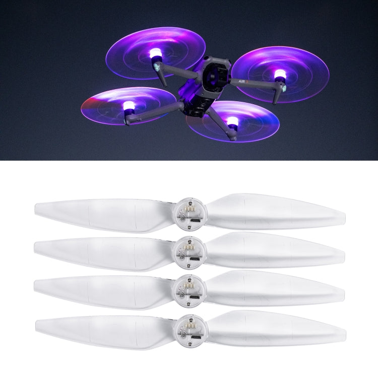 For DJI Air 3 STARTRC 2 Pairs Color LED Flash Lamp Low Noise Propellers (Transparent) - free shipping - PMC TechLife - Order now!