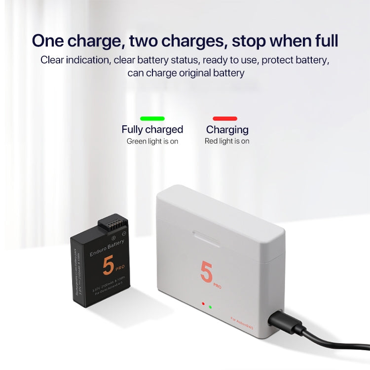 For DJI Osmo Action 5 Pro / 4 / 3 Battery Charger Box Dual-Slot Batteries Charger (White) - free shipping - PMC TechLife - Order now!