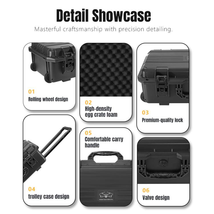 Portable Box Sealed Waterproof Trolley Suitcase For DJI Mavic 4 Pro / Mavic 3 / Air 3 (Black) - free shipping - PMC TechLife - Order now!