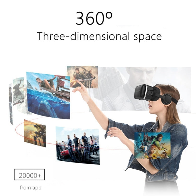 VR SHINECON G04E Virtual Reality 3D Video Glasses Suitable for 3.5 inch - 6.0 inch Smartphone with HiFi Headset (Black) - VR Headset by PMC TechLife | Online Shopping South Africa | PMC TechLife