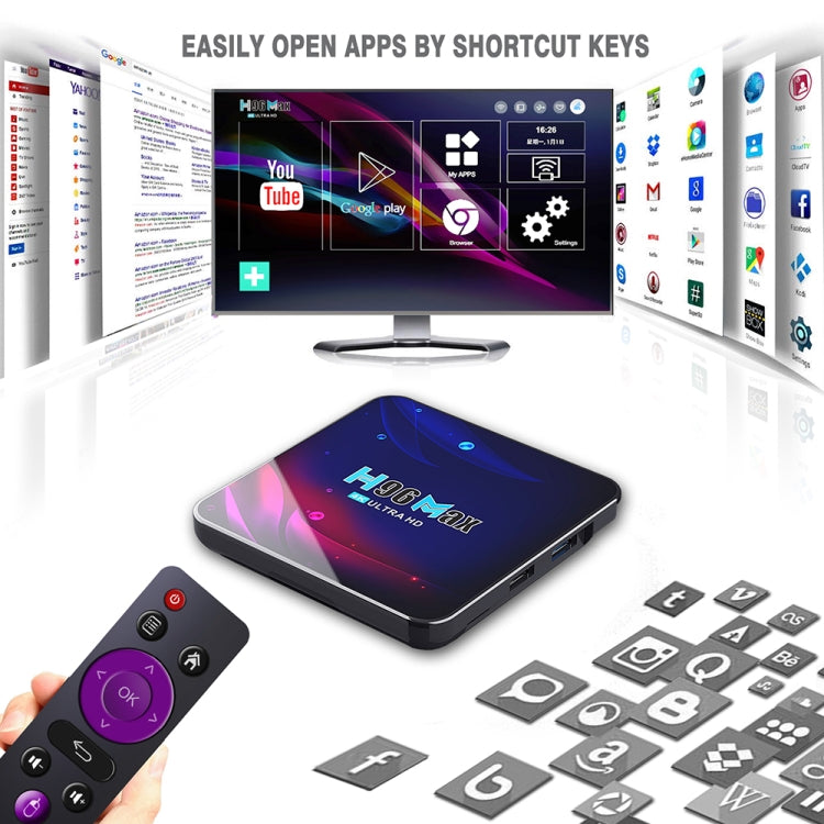 H96 Max V11 4K Smart TV BOX Android 11.0 Media Player with Remote Control, RK3318 Quad-Core 64bit Cortex-A53, RAM: 4GB, ROM: 64GB, Support Dual Band WiFi, Bluetooth, Ethernet, EU Plug - RK3318 by PMC TechLife | Online Shopping South Africa | PMC TechLife | Buy Now Pay Later Mobicred