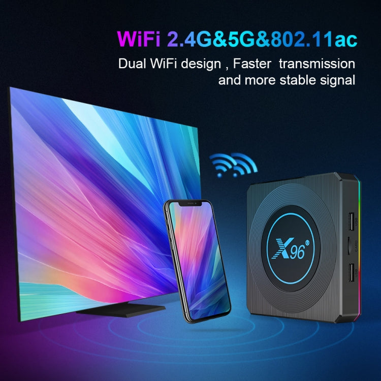X96 X4 8K Smart TV BOX Android 11.0 Media Player with Remote Control, Amlogic S905X4 Quad Core ARM Cortex A55, RAM: 4GB, ROM: 32GB, Support 1000M, Dual Band WiFi, Bluetooth, EU Plug - Amlogic S905 by PMC TechLife | Online Shopping South Africa | PMC TechLife | Buy Now Pay Later Mobicred