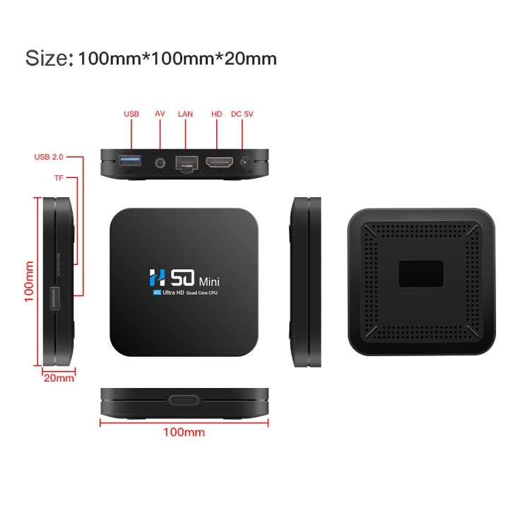 H50 Mini 4K Smart Network TV Box, Android 10.0, RK3318 Quad Core, 2GB+8GB, AU Plug - RK3318 by PMC TechLife | Online Shopping South Africa | PMC TechLife | Buy Now Pay Later Mobicred