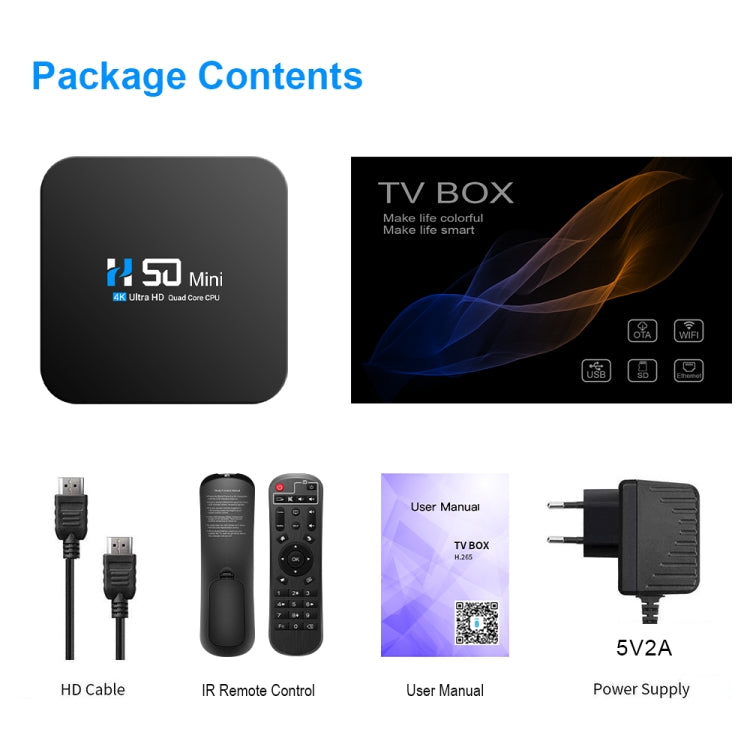 H50 Mini 4K Smart Network TV Box, Android 10.0, RK3318 Quad Core, 2GB+16GB, UK Plug - RK3318 by PMC TechLife | Online Shopping South Africa | PMC TechLife | Buy Now Pay Later Mobicred
