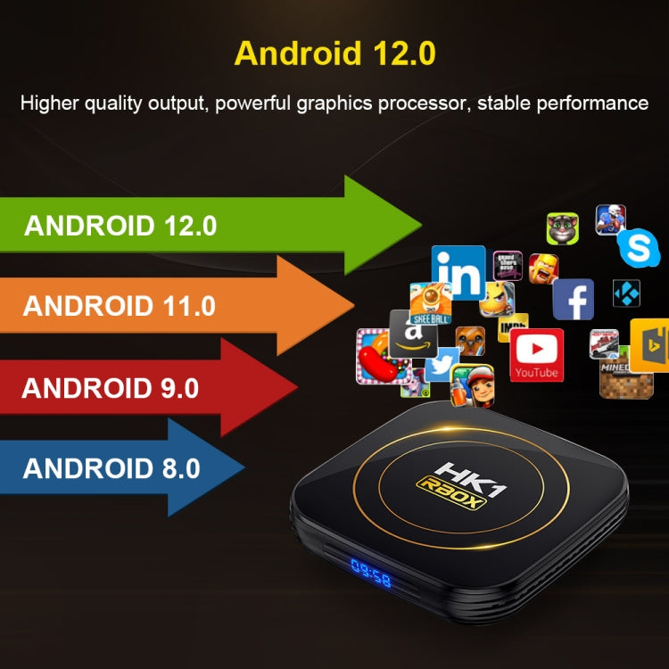 HK1 RBOX-H8S 4K Ultra HD Android 12.0 Smart TV Box with Remote Control, Allwinner H618 Quad-Core, 4GB+32GB(EU Plug) - Amlogic S905 by PMC TechLife | Online Shopping South Africa | PMC TechLife | Buy Now Pay Later Mobicred