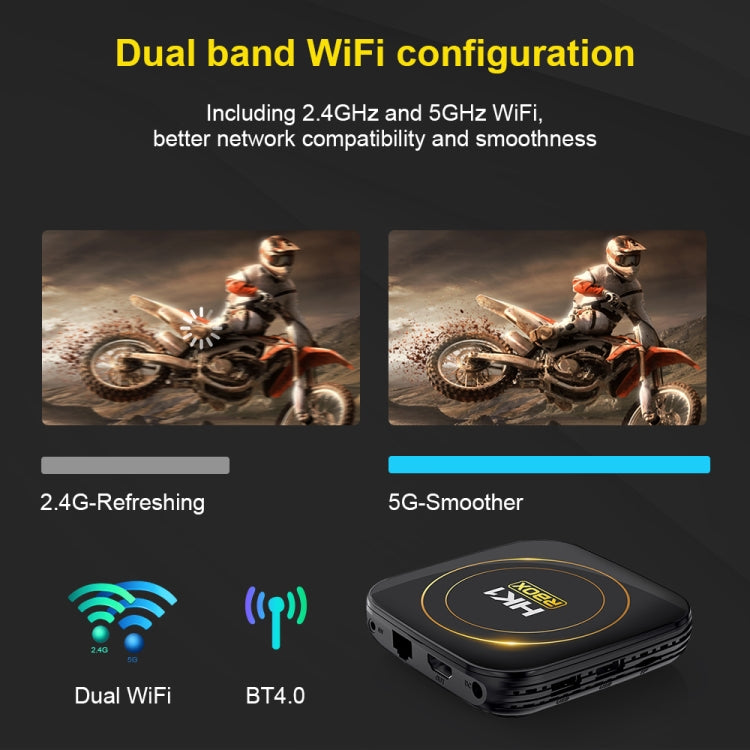 HK1 RBOX-H8S 4K Ultra HD Android 12.0 Smart TV Box with Remote Control, Allwinner H618 Quad-Core, 4GB+32GB(UK Plug) - Amlogic S905 by PMC TechLife | Online Shopping South Africa | PMC TechLife | Buy Now Pay Later Mobicred