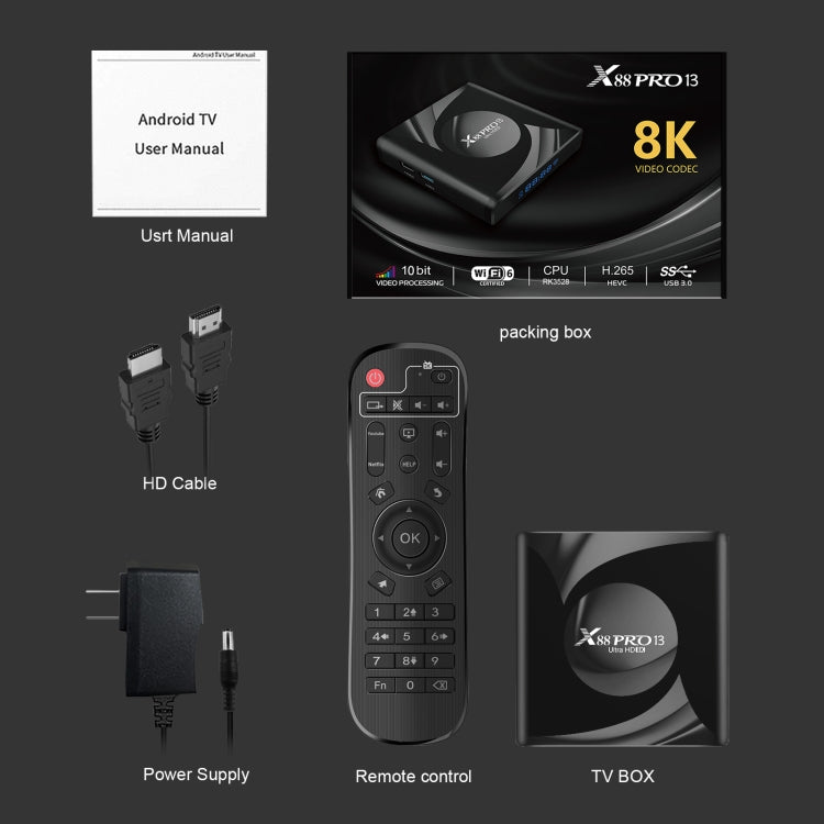 X88 Pro 13 Android 13.0 Smart TV Box with Remote Control, RK3528 Quad-Core, 2GB+16GB (EU Plug) - Others by PMC Jewellery | Online Shopping South Africa | PMC Jewellery | Buy Now Pay Later Mobicred