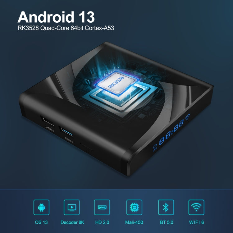 X88 Pro 13 Android 13.0 Smart TV Box with Remote Control, RK3528 Quad-Core, 4G+32GB(US Plug) - Others by PMC TechLife | Online Shopping South Africa | PMC TechLife | Buy Now Pay Later Mobicred