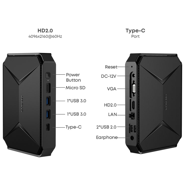 CHIWI HeroBox Mini PC, Windows 11, Intel Celeron N5100 Quad Core up to 2.8 GHz, 8GB+256GB, Support VGA, HDMI - Windows Mini PCs by CHUWI | Online Shopping South Africa | PMC Jewellery | Buy Now Pay Later Mobicred