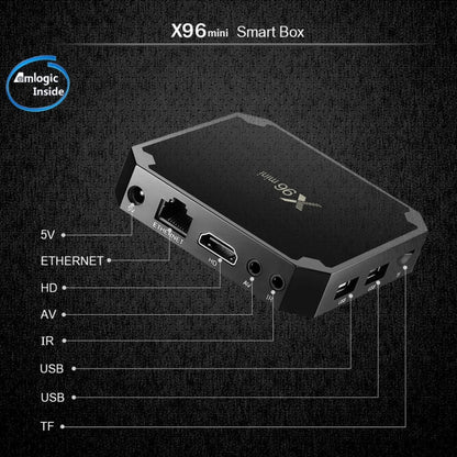 X96 mini 4K*2K UHD Output Smart TV BOX Player with Remote Controller without Wall Mount, Android 10 Amlogic S905W Quad Core ARM Cortex A53 2GHz, RAM: 2GB, ROM: 16GB, Supports WiFi, HDMI, TF(Black) - Amlogic S905 by PMC Jewellery | Online Shopping South Africa | PMC Jewellery | Buy Now Pay Later Mobicred