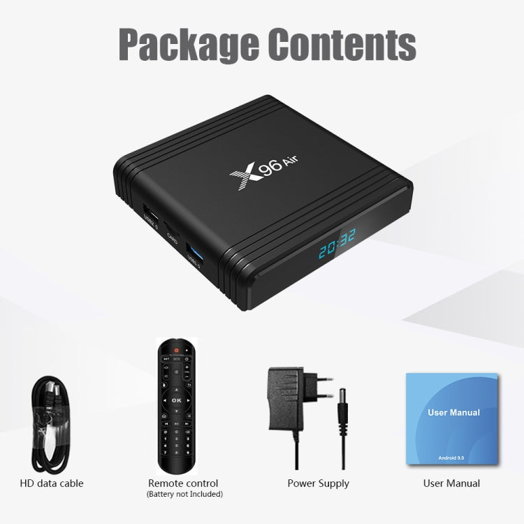 X96 Air 8K Smart TV BOX Android 9.0 Media Player with Remote Control, Quad-core Amlogic S905X3, RAM: 4GB, ROM: 32GB, Dual Band WiFi, Bluetooth, AU Plug - Amlogic S905 by PMC Jewellery | Online Shopping South Africa | PMC Jewellery | Buy Now Pay Later Mobicred