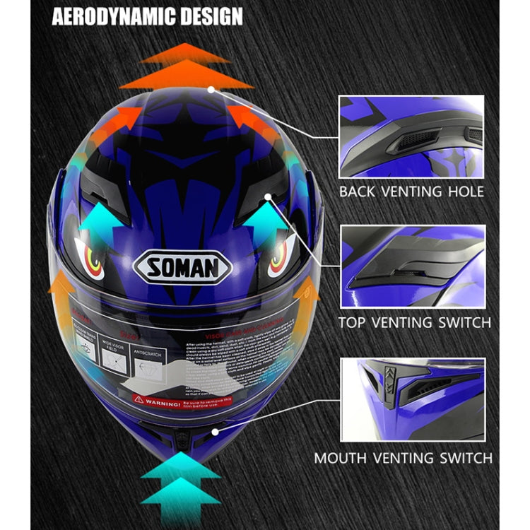 Soman 955 Skyeye Motorcycle Full / Open Face Bluetooth Helmet Headset Full Face, Supports Answer / Hang Up Calls(Black Green) - Helmets by SOMAN | Online Shopping South Africa | PMC Jewellery | Buy Now Pay Later Mobicred