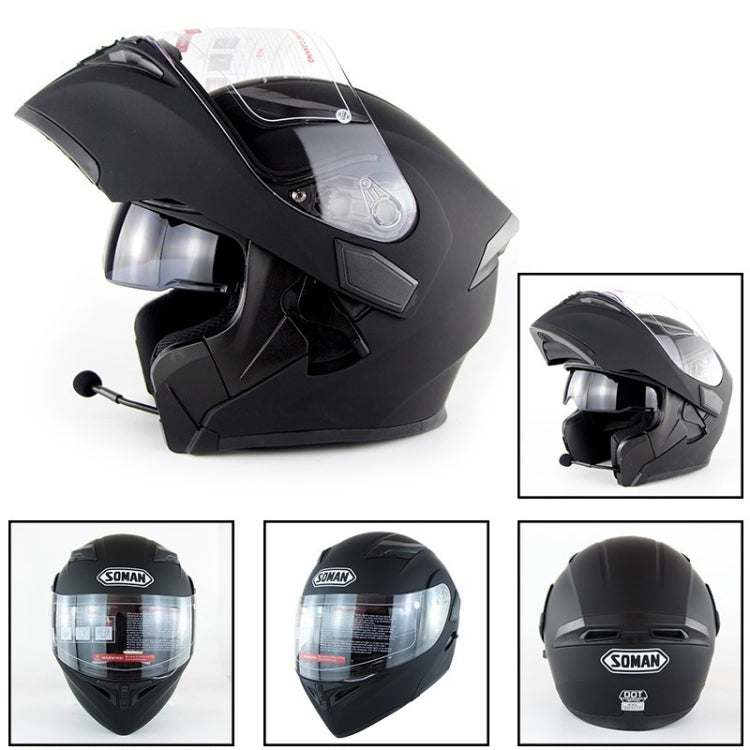 Soman 955 Skyeye Motorcycle Full / Open Face Bluetooth Helmet Headset Full Face, Supports Answer / Hang Up Calls(Matte Black) - Helmets by SOMAN | Online Shopping South Africa | PMC TechLife | Buy Now Pay Later Mobicred