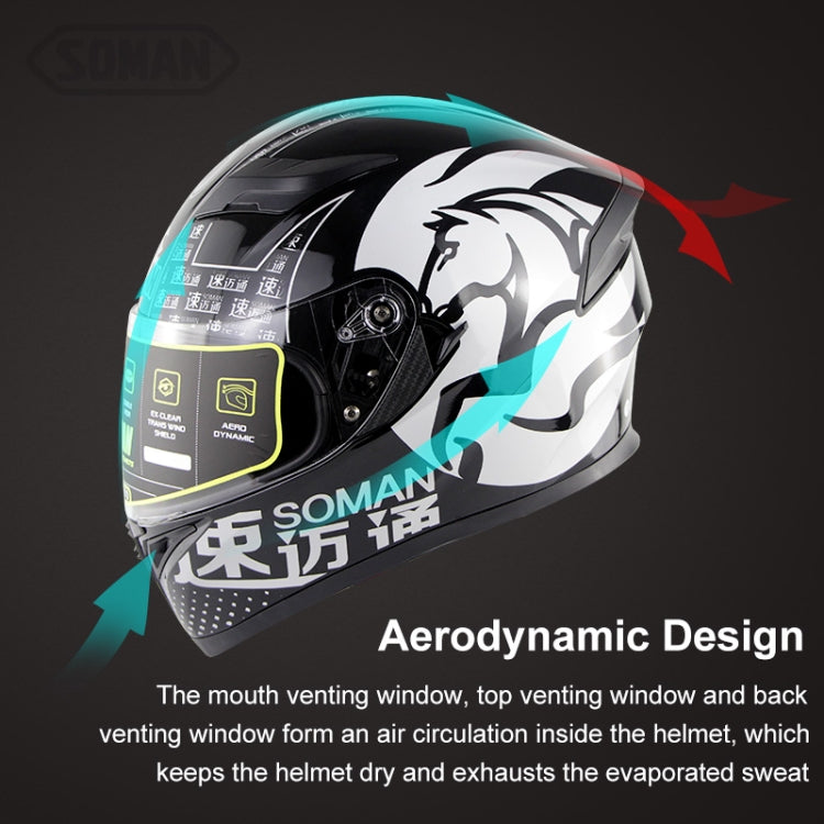 Soman SM-960 Motorcycle Electromobile Full Face Helmet Double Lens Protective Helmet(Red with Gold Lens) - Helmets by SOMAN | Online Shopping South Africa | PMC Jewellery | Buy Now Pay Later Mobicred