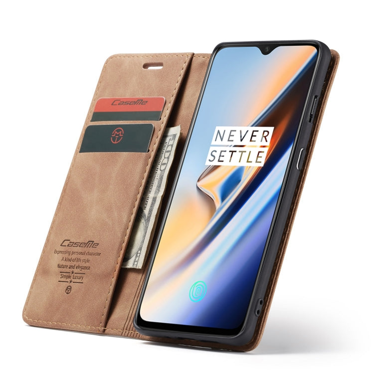 CaseMe-013 Multifunctional Horizontal Flip Leather Case with Card Slot & Holder for OnePlus 7(Brown) - free shipping - PMC Jewellery - Order now!