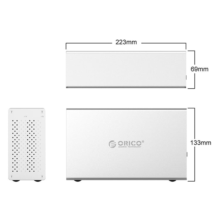 ORICO Honeycomb Series WS200C3 SATA 3.5 inch USB 3.1 USB-C / Type-C Dual Bays Aluminum Alloy HDD / SSD Enclosure, The Maximum Support Capacity: 20TB - HDD Enclosure by ORICO | Online Shopping South Africa | PMC Jewellery | Buy Now Pay Later Mobicred